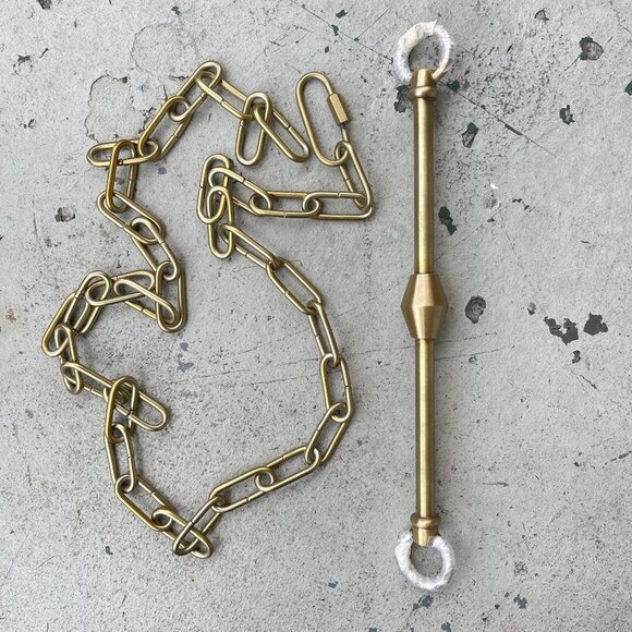 Arhaus Polished Oxidized Antique Brass Pendant Lighting Hardware and Chain - Picture 4 of 10